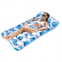 Kasur Apung PVC Lipat Bergaris untuk Kolam Renang, Tempat Tidur Apung, Hammock Air untuk Hiburan Air (Satu Orang)