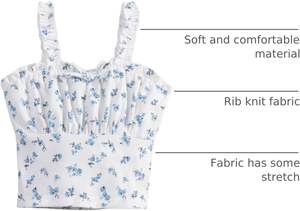 Top Corto Estivo da Ragazza con Stampa Floreale e Bordo Arricciato, Camicia Preppy di Alta Qualità per Uso Quotidiano e Feste - Product Image 2