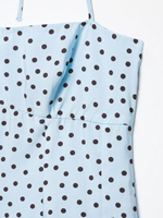 Vêtements pour femmes sur mesure, mode estivale et élégante, robe midi à col halter à pois pour femmes