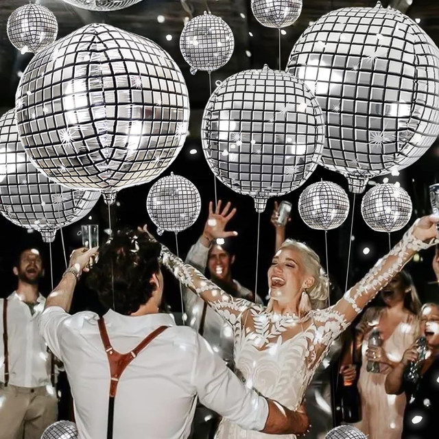 CYmylar Wholesale 4D Balloons Disco Ball Balloon 10inch 15inch 18inch 22inch 32inch Sphere Disco Balloons Globo for Party Decor