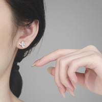 Anting Stud Perak Sterling Berlapis Emas/Platinum dengan Moissanite GRA 1.2Ct Bentuk Bunga Lily Cut VVs1 Desain Unik, Hadiah Ulang Tahun