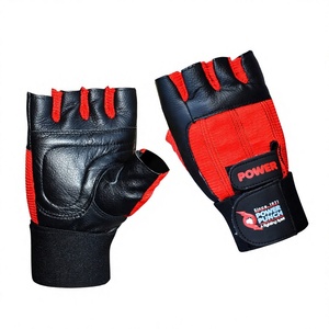 ถุงมือออกกำลังกายหนังแบบครึ่งนิ้ว Power Punch พร้อมสายรัดข้อมือปรับได้สำหรับยกน้ำหนักผู้ชาย - Product Image 2