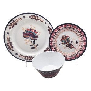 Ensemble de vaisselle en mélamine style ancien, motif de fleur rose, meilleure vente - Product Image 1