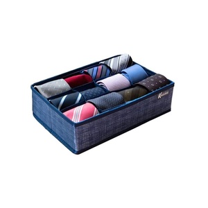 Caja Organizadora de Corbatas de Tela Azul con 12 Compartimentos para Armario o Cajón, 32x22x9cm - Product Image 1