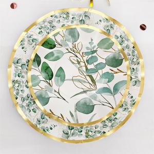 ชุดภาชนะสำหรับงานเลี้ยงวันเกิด งานแต่งงาน หรืองานเลี้ยงน้ำชา ยี่ห้อ DAMAI ลายใบยูคาลิปตัส คุณภาพพรีเมียม ประกอบด้วย ถ้วยกระดาษ ผ้าเช็ดปาก และจานกระดาษ - Product Image 1