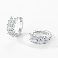 Boucles d'oreilles Feuille d'Arbre en Argent Sterling 925 avec Moissanite, Style Forêt, Superbe Tempérament Éternel, Vente Chaude, Cadeau de Saint-Valentin