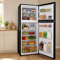 Réfrigérateur congélateur à double porte en verre noir de 500 L, faible niveau sonore, pour la maison, la cuisine, la famille