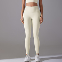 Leggings de yoga taille haute en nylon et spandex, design populaire, sans coutures, antibactériens, longueur cheville, respirants pour la gym, l'entraînement et le quotidien