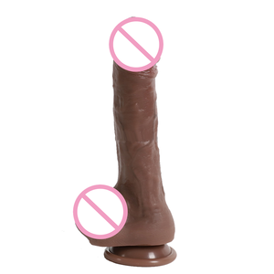 GF Brown dildo realistici con ventosa pene in Silicone morbido per il gioco anale del punto G vaginale dildo di colore scuro giocattoli del sesso per le donne - Product Image 2
