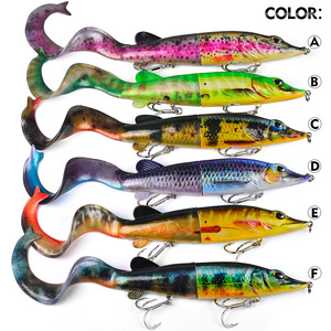 Nouvel Arrivage Leurre de <span class=keywords><strong>pêche</strong></span> flottant articulé de 250 mm avec queues souples, Leurre de nage hybride pour la <span class=keywords><strong>pêche</strong></span> au brochet - Product Image 5