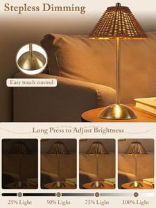 Abat-jour de lampe en rotin, lampe sur pied sans fil alimentée par batterie, sortie basse tension, lampe sur pied pour la décoration de la maison et de l'hôtel - Product Image 3