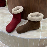 Sepatu Bot Wanita, Sepatu Bot Suede Datar, Sepatu Bot Vintage Korea, Sepatu Bot Pendek Warna Solid, Sepatu Bot Pendek Kasual Wanita Musim Panas.