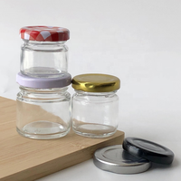 Panci kaca madu Mini, 25ml 30ml 50ml 1.5oz, toples kaca madu segi enam dengan topi putar logam