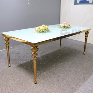 2025 venta al por Mayor moderno de lujo rectangular de vidrio de acero inoxidable boda Vip comedor sillas y mesas de fiesta para eventos venta - Product Image 3