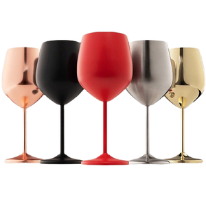 <span class=keywords><strong>Verre</strong></span> à vin en acier inoxydable mat/brillant avec logo personnalisé, réutilisable, incassable, gobelet à vin en métal - Product Image 1