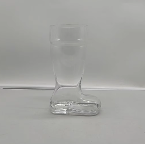 Vase en verre transparent en forme de botte 14,5x10,5x24,5cm Ornement décoratif de table Design contemporain de Noël - Product Image 3