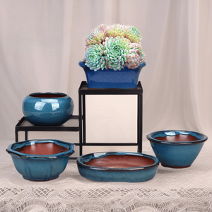Mini pot en céramique pour plantes succulentes, pot de fleurs en glaçure bleue Jun de Yixing Zisha, pot de pépinière pour bonsaï de balcon, vente en gros d'usine - Product Image 3