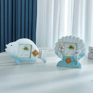 Phong Cách Địa Trung Hải 3 "Handmade <span class=keywords><strong>Nautical</strong></span> Bãi Biển Theo Chủ Đề Hình Ảnh Bằng Gỗ Khung Sò Sò Đồ Trang Trí Khung Ảnh Cho Mùa Hè - Product Image 2