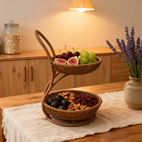 Handgemaakte 2/3-laags plastic gevlochten fruitmand, snack-opbergbak, decoratie voor thuis en restaurant, snoep-serviesplateau