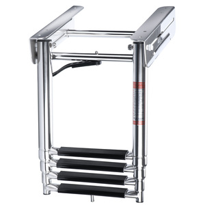 Stainless Steel Boat Ladder 4-Step Foldable Retractable For <b>Yacht</b> Boat Deck Access - Product Image 1