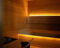 Sauna extérieur en cèdre rouge avec porte vitrée intégrale, éclairage LED, sauna à vapeur sèche, cabine de sauna sur mesure, sauna de jardin