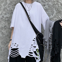 T-shirt rétro américain pour hommes Détruire les boucles T-shirt en détresse T-shirt en détresse personnalisé
