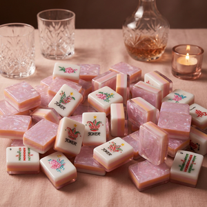 Ensemble de tuiles de mahjong américain de luxe en perles roses, 160 tuiles en acrylique brillantes, écologiques, résistantes <span class=keywords><strong>à</strong></span> l'eau, non toxiques, pour le divertissement - Product Image 1