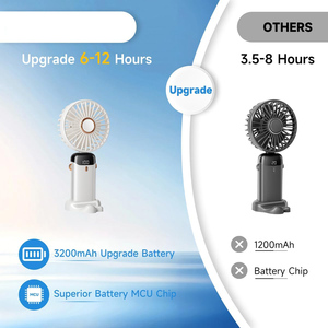 พัดลมมือถือขนาดเล็กมีจอแสดงผลดิจิตอล USB แบบชาร์จไฟได้พัดลมมือถือสำหรับสำนักงานการเดินทางโต๊ะกลางแจ้งสินค้าใหม่ - Product Image 3