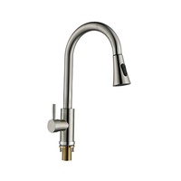 Robinet de cuisine en nickel brossé de style classique avec pulvérisateur rétractable Robinets d'évier de cuisine modernes montés sur le pont à arc élevé