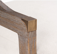 Chaise de salle à manger HLM109 en bois massif brun, style côtier français, avec accoudoirs en rotin tressé, mobilier de salle à manger