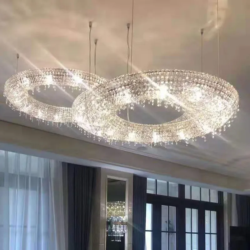 Hotel Halle Custom Engineer Projekte Kristall perle Kronleuchter LED-Licht moderne Luxus Kristall Pendel leuchte