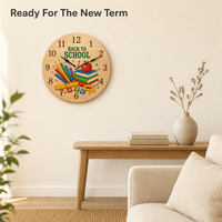 Horloge murale en bois imprimée aux couleurs vives 25x25cm, motif festif sans bordure, horloge ronde suspendue, décoration intérieure, vente en gros, personnalisable
