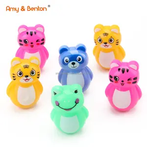 Roly-juguetes de animales de poliéster para bebé montessori, vaso de rana, oso, Tigre y gato