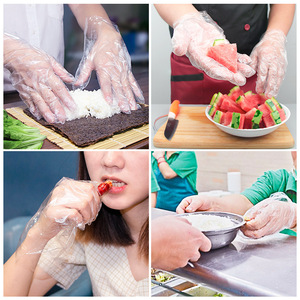 Disposable Film Gloves Thickened PE Oil Resistant For Food Grade Picnic Use Transparent One Time Use - Product Image 4