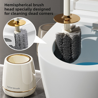 Nouvelle brosse de toilette de luxe 2026 en plastique avec poils en silicone, sans angle mort, autoportante, sans perçage, durable, pour salle de bain domestique