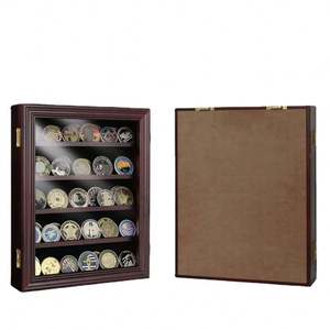 Factory Wholesale Black Challenge Coin <b>Display</b> Wood Wall Mount Cabinet Collection Challenge Coin <b>Display</b> <b>Case</b> - Product Image 2