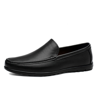 Mocassins pour hommes en cuir, style Penny Loafer, à enfiler, à talon plat, faits main, pour la conduite et les affaires