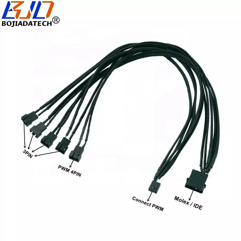 Molex IDE 4-Pin ke 5 x PWM Hub kipas 4Pin 3Pin Splitter kabel daya 45CM