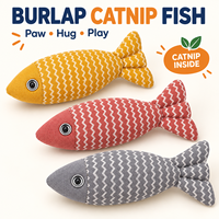 Mainan Ikan Catnip dari Kain Linen, Mainan Kunyah dan Tendang untuk Kucing, Mainan Interaktif untuk Menggigit dan Menendang dengan Isian Kapas PP