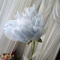 Fleur géante réaliste en tissu organza Muwei, faite à la main, grande composition florale pour la décoration de fond de mariage et de Thanksgiving