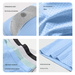 New Mesh Ice <strong>Silk</strong> <strong>Men's</strong> Underwear Sexy Seamless Breathable Full Sprang Boxers Briefs Shorts Custom Logo Gentleman Underpants - Product Image 4