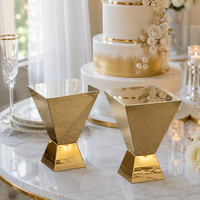 Support de fleurs de mariage en acier inoxydable miroir de luxe, en forme de sablier, en métal argenté et doré, pour centre de table de mariage