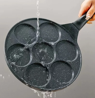 Poêle à gaufres et crêpes moderne, écologique, mini, portable, en fonte, à sept trous, antiadhésive, pour le petit-déjeuner, les œufs, les omelettes, la friture