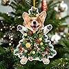 Ornement de Noël en acrylique pour sapin de Noël, chien Corgi, suspendu, festif, adorable - Product Image 6