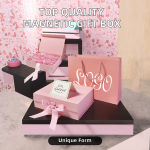 Wholesale High Quality Recycled Materials Folding <b>Magnetic</b> <b>Gift</b> <b>Box</b> with Glossy Lamination and Bow Ribbon for Candles - Product Image 2
