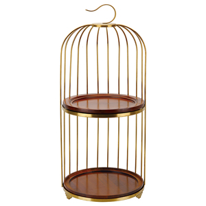 Lussuoso Porta Dessert a Gabbia d'Oro a 2 Piani con Cupola in <span class=keywords><strong>Vetro</strong></span> per Feste del Tè Pomeridiano - Product Image 6