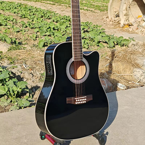 Guitares électro-acoustiques à 12 cordes de couleur noire brillante fabriquées à la main par l'usine de la <span class=keywords><strong>marque</strong></span> Aiersi avec micro 7545 - Product Image 4