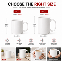 Mug à café personnalisé de 11 oz et 15 oz, grand mug blanc en céramique pour sublimation, mug de 15 oz vierge avec impression de logo personnalisé, cadeau promotionnel en gros