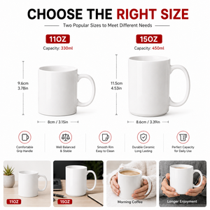 Tazza da Caffè Personalizzata 11oz 15oz, Grande Tazza in Ceramica Bianca per Sublimazione, Stampa Logo Personalizzata, Regalo Promozionale all'Ingrosso - Product Image 3