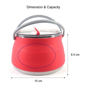 1L Hervidor Tetera Viagem ao ar livre Acampamento Portátil Cozinhar Alimentos Água Pote De Café De Alumínio Silicone Dobrável Chaleira com Alça - Product Image 5